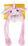 Хлоп-Ушки Единорог розовый шапка детская с поднимающимися ушками 1TOY Т17634