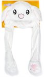 Хлоп-Ушки Зайчик белый шапка детская с поднимающимися ушками 1TOY Т17636