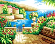 Средиземноморский пейзаж Картина с алмазными стразами на холсте Color Kit CKC033