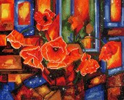 Витражные маки Картина с алмазными стразами на холсте Color Kit KUK009