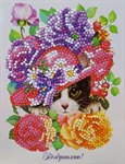 Алмазная открытка Поздравляю! Кошка и цветы Набор для творчества Color Kit AZ012