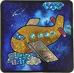 Золотой самолет аппликация цветной фольгой Color Kit MH004