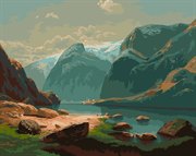 Озеро в горах Швейцарии Картина по номерам на холсте ФРЕЯ