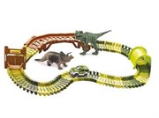 Гибкий трек для машинок Динопарк мини-мост, тоннель, ворота, динозавры, машинка 102 детали Т13206