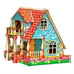 Кукольный домик Усадьба с мебелью сборный цветной Полноцвет