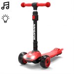 Самокат кикборд трехколесный со звуковыми и световыми эффектами NAVIGATOR Т17065 цвет красный