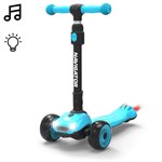 Самокат кикборд трехколесный  со звуковыми и световыми эффектами NAVIGATOR Т17066 цвет голубой