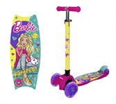 Самокат кикборд трехколесный со светящимися колесами Barbie 1 Toy Т14759