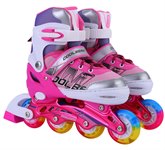 Роликовые коньки раздвижные размер M (35-38) со светом 1TOY Т14958Н цвет розовый