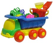 Игрушки для песочницы Набор №128 Универсал самосвал ведро-цветок среднее формочки лопатка грабельки 1688