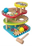 Развивающая деревянная игрушка Игровой центр Ударь молоточком и катай три шарика