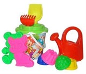 Набор для игры в песочнице №135 ведро ситечко лопатка грабельки формочки лейка 2777