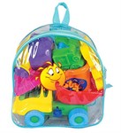 Игрушки для песочницы Набор №310 Муравей самосвал ведро-цветок среднее формочки лопатка грабельки лейка в рюкзаке