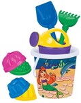 Набор для игры в песочнице №321 ведро лопатка грабельки формочки лейка
