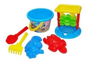 Набор №348 песочная мельница с ситечком ведро с наклейкой совок грабельки формочки 35769