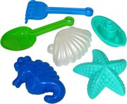 Игрушки для песочницы Набор №372 совок №7 формочки (морской конёк+морская звезда №1+ ракушка №1) кораблик "Юнга"
