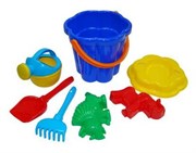 Набор для игры в песочнице №361 ведро ситечко лопатка грабельки формочки лейка