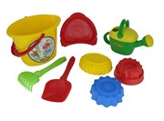 Игрушки для песочницы Набор №405 ведро с носиком сито лопата грабли формочки лейка Полесье 38432