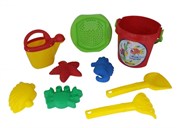 Игрушки для песочницы Набор №414 ведро сито лопатка грабельки формочки лейка