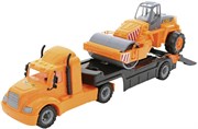 Игрушечная машинка Автомобиль трейлер с дорожным катком Майк PowerTrucks