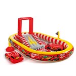 Надувной игровой центр Бассейн с горкой водопадом и плотиками-машинками Тачки INTEX 57134