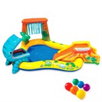 Надувной игровой центр с бассейном горкой и фонтанчиком Динозавр INTEX 57444