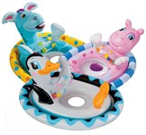 Надувной круг с трусами и погремушкой Забавные животные Дельфин Бегемот Медведь и другие INTEX 59570