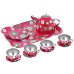 Игрушечная посуда WOODY Чайный сервиз в чемоданчике олово 16 предметов