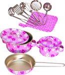 Игрушечная кухонная посуда WOODY в подарочном чемоданчике олово 16 предметов