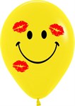 Воздушный шар 15" Смайл в поцелуях пастель 50 шт. желтый