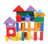 Дворики Деревянный геометрический конструктор 35 деталей окрашенный