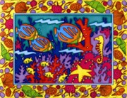 Набор для раскрашивания маркерами Расписной ковер Краски моря Рыбы