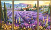 Картина раскраска по номерам Schipper Триптих Лавандовые поля 9260604