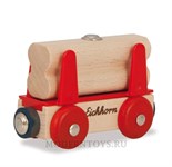 Деревянная железная дорога Eichhorn Грузовой вагон с бревнами