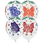 Воздушный шар 14" Бабочки многоцветная шелкография 25 шт.