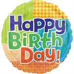 Воздушный шар 18" Happy Birthday Лоскутное одеяло