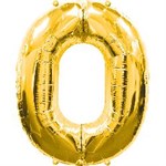 Воздушный шар 34" Цифра 0 золото