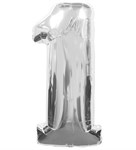 Воздушный шар 34" Цифра 1 серебро