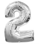 Воздушный шар 34" Цифра 2 серебро