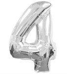 Воздушный шар 34" Цифра 4 серебро