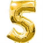 Воздушный шар 34" Цифра 5 золото