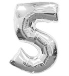 Воздушный шар 34" Цифра 5 серебро