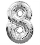 Воздушный шар 34" Цифра 8 серебро