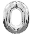 Воздушный шар 34" Цифра 0 серебро