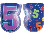 Воздушный шар 18" Цифра 5 мульти