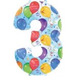Воздушный шар 34" Цифра 3 цветная