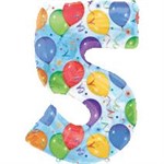 Воздушный шар 34" Цифра 5 цветная