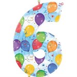 Воздушный шар 34" Цифра 6 цветная