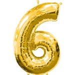 Воздушный шар 34" Цифра 6 золото