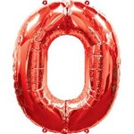 Воздушный шар 34" Цифра 0 красная